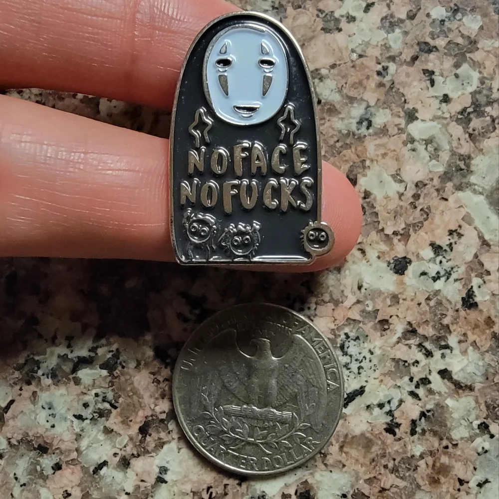 *2 for $13* Studio Ghibli No-Face Kaonashi No Face No F.ucks Given Enamel Pin - Picture 4 of 4